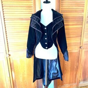 Gothic Victorian Visual Kei Aristocrat Black Velvet Tailcoat Jacket M